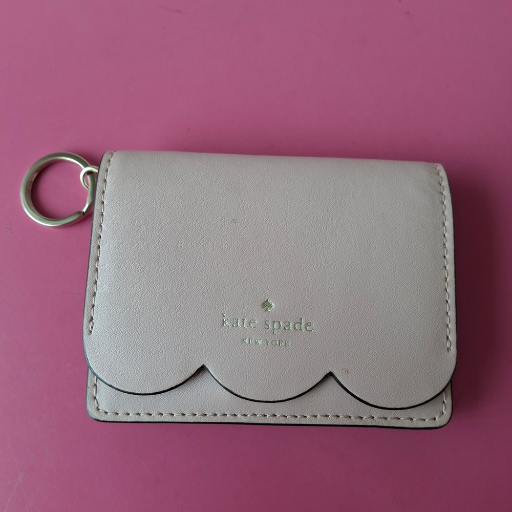 Kate Spade Piper Magnolia Street Card Case Wallet Pink Blush Scalloped Key Ring